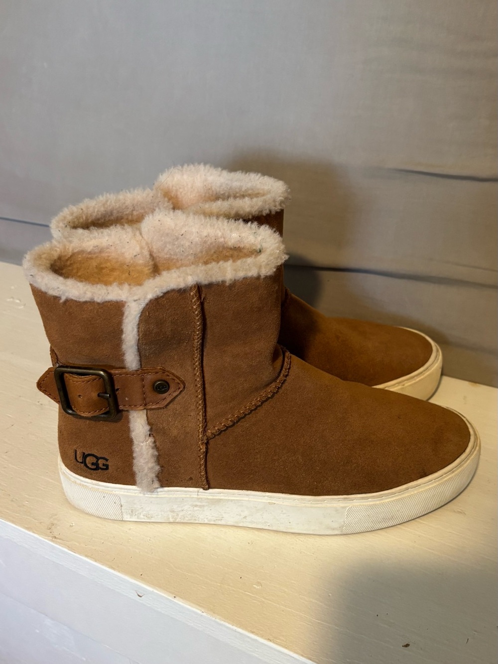 UGG Brown Shearling-Lined Suede Boot Sneaker